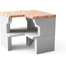 Movelar - Module d'angle Maipu Plus xl pour Barbecue en Béton Préfabriqué (Gris, orange - 95 x 58 x 58 cm) - Usage Extérieur
