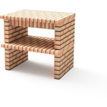 Movelar - Module Luxor pour Barbecue en Béton Préfabriqué (Gris, orange - 94 x 70 x 70 cm) - Usage Extérieur