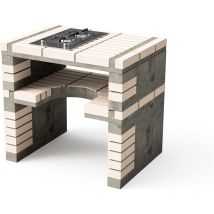 Movelar - Módulo de caballete lateral a gas California Plus xl para Barbacoa de Obra Prefabricada (Beige, Gris - 86,5 x 64 x 64 cm) - Uso en