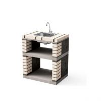 MOVELAR - Módulo Lima lavabo y grifería para Barbacoa de Obra Prefabricada (Beige, Gris - 74 x 53 x 53 cm) - Uso en Exteriores