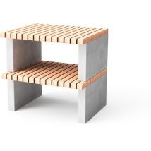 MOVELAR - Tréteau latéral du module Albufeira pour Barbecue en Béton Préfabriqué (Gris, orange - 95 x 70 x 70 cm) - Usage Extérieur