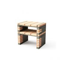 MOVELAR - Tréteau latéral du module Californi Plus pour Barbecue en Béton Préfabriqué (Gris, orange - 86,5 x 58 x 58 cm) - Usage Extérieur