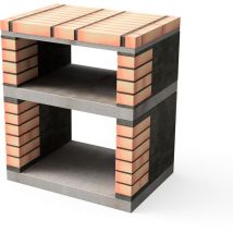 Movelar - Tréteau latéral du module Lima pour Barbecue en Béton Préfabriqué (Gris, orange - 74 x 53 x 53 cm) - Usage Extérieur