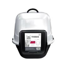 Thebes Maison de toilette xxl- Bac a litiere - 62x53x58 cm - Noir et blanc - Pour chat