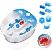 MMS01 Masseur de pieds à eau, à bulles et à vibrations, contrôle de la température 70W Blanc/Bleu - MPM