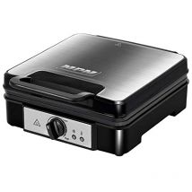 MPM MGO-36M Gaufrier professionnel pour 4 gaufres belges épaisses plaques antiadhésives 1200W Noir/Argent