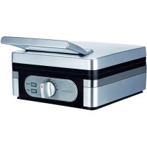 MPM - mgo 13 Gofrera Eléctrica Profesional, 2 Gofres Belgas Gruesos, Antiadherente, Regulador Temperatura, Acero Inox. 1400W Plata