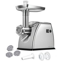 MPM - MMM-07M Moulin à viande électrique en acier inoxydable, avec garniture à saucisses 1800W Argent
