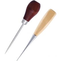 piezas de máquina de coser de cuero redonda con mango de madera y forma de calabaza, herramienta de punzón de cuero para bricolaje, herramienta de