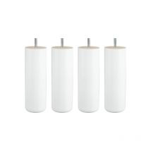 Jeu de pieds Cylindre Cylindre H25cm D7cm laque blanc filetage 10mm