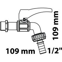 Ms Kugel-Auslaufhahn, nickel, 1/2'AG x 3/4'AG x 1/2' t, erhöhte Frostresistenz