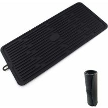 Tapis D'Égouttage Pour Cuisine, Grille D'Égouttement Silicone Noir (44 X 20 Cm), Égouttoir Vaisselle Antidérapant, Résistant Chaleur Et Lavable Lave 