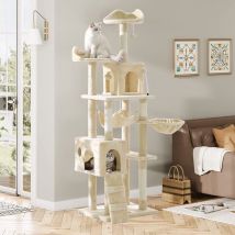 Arbre à Chat, Grand condo Moderne pour grands Chats, Arbre à Chat de 175 cm avec griffoirs recouverts de sisal, Beige