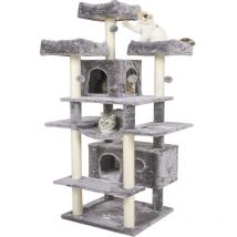 Grand arbre à chat, taille xxl, 175 cm, stable, avec 3 grandes plateformes d'observation, pour grands chats, griffoirs en sisal, Gris Clair