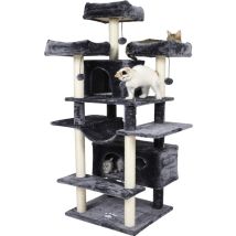 Msmask - Grand Arbre À Chat, Taille Xxl, 175 Cm, Stable, Avec 3 Grandes Plateformes D'Observation, Pour Grands Chats, Griffoirs En Sisal, Gris Foncé