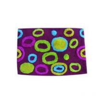 MSV - Tapis de bain Coton 40x60cm Motif Ronds Multicolor Violet