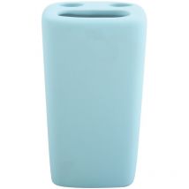 Haiti Porta spazzolini da Denti, in Ceramica, Azzurro Chiaro 6,5 x 6,5 x 10,5 cm - MSV