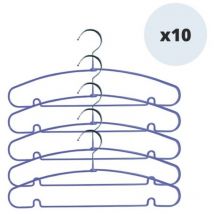 Lot de 10 cintres en acier plastifié antiglisse Violet MSV