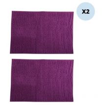 Lot de 2 tapis de bain chenille 40x60cm Violet MSV