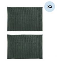 Lot de 2 tapis de bain CHENILLE 50x80 Vert Foncé MSV