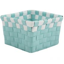 Panier de rangement 14x14x9cm Vert Pastel & Blanc MSV