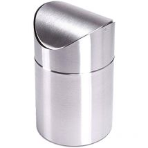 Cestino per rifiuti MSV con capacità di 1,5 litri in acciaio inossidabile con coperchio 12 x 17 cm.