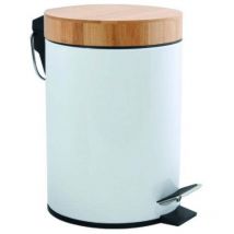 Poubelle à pédale Acier & Bambou aza 3L Blanc - MSV