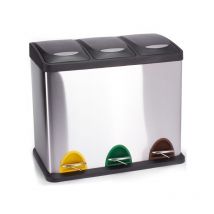 Poubelle à pédale Tri sélectif Inox 3 bacs 8Lx3 MSV