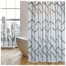 MSV - Rideau de douche Polyester tree 180x200cm qualite premium Gris - Anneaux inclus