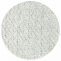 Pisa - Tapis Rond en relief Berbère muda Crème (160x160cm)