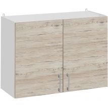 Cuisineandcie - Mueble alto de cocina Eco Nogal Blanqueado l 60 con 2 puertas