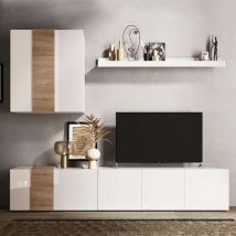 Veriaffari.it - Mueble alto Sabry 301 cm roble Kadiz blanco brillo