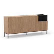 Mueble aparador 4 puertas 1hueco md-Roque acabado roble sepet/negro, 180cm(ancho) 80cm(alto) 42cm(largo)
