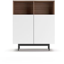 Mueble aparador en melamina, colección PRINTED (602-2), con 2 puertas, en nogal-blanco