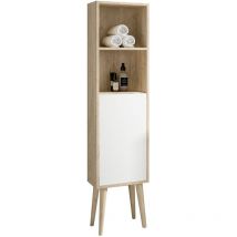 Kibath Mueble auxiliar de baño NORUEGA 35x24 cm acabado ROBLE y BLANCO mate suspendido (patas decorativas incluidas)