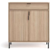 Mueble auxiliar/zapatero Md-507, 2 puertas 1 cajón en nogal oscuro, 89cm(alto) 80cm(ancho) 29cm(prof.)