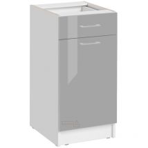 Mueble bajo de cocina Eco Gris Brillo 1 puerta 1 cajón l 40 cm