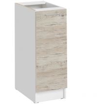 Cuisineandcie - Mueble bajo de cocina Eco Nogal Blanqueado 1 puerta l 30 cm