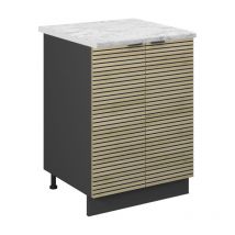 Mueble bajo de cocina Fame-Line, Panel de roble, 60 cm , ET Mármol, Vicco