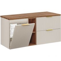 Mueble bajo lavabo 120cm 2 compartimientos cesto de ropa Adriel Cachemira y Madera