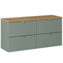 Petits-meubles - Mueble bajo lavabo 120cm 4 cajones encimera Jade Verde y Madera