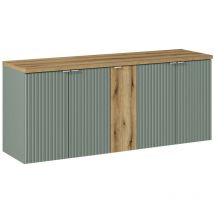 Petits-meubles - Mueble bajo lavabo 140cm 5 puertas encimera Jade Verde y Madera