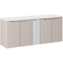 Petits-meubles - Mueble bajo lavabo 140cm 5 puertas encimera Riva Cachemira y Blanco