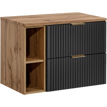 Petits-meubles - Mueble bajo lavabo 80cm 2 nichos Adriel Negro y Madera