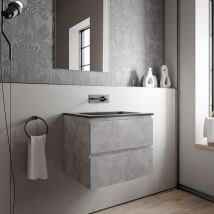 Bernstein - Mueble bajo lavabo ava 60 cm con lavabo de fundición mineral bruxelles- color a elegir:Concrete grey, Negro mate sin orificio para grifo