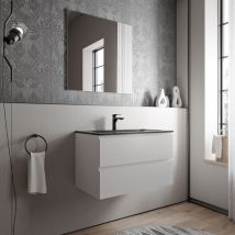 Bernstein - Mueble bajo lavabo ava 80 cm con lavabo de fundición mineral cream- color a elegir:Matt white, Negro mate con orificio para grifo