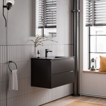 Mueble bajo lavabo ava 80cm con lavabo de cerámica - color a elegir:Black matt, Matt black - Bernstein