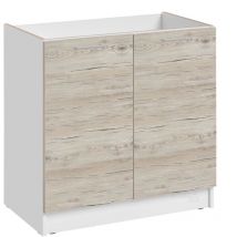 Cuisineandcie - Mueble para fregadero Eco Nogal Blanqueado 2 puertas l 80 cm