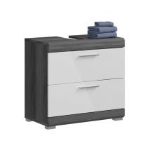 Mueble bajo lavabo scott – 2 cajones – Gris oscuro y blanco – 60x56x37 cm