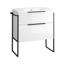 Jysan - Mueble Baño al Suelo con Lavabo Cerámico 2 cajones con Cierre Amortiguado y Organizador 60 cm Blanco Brillo